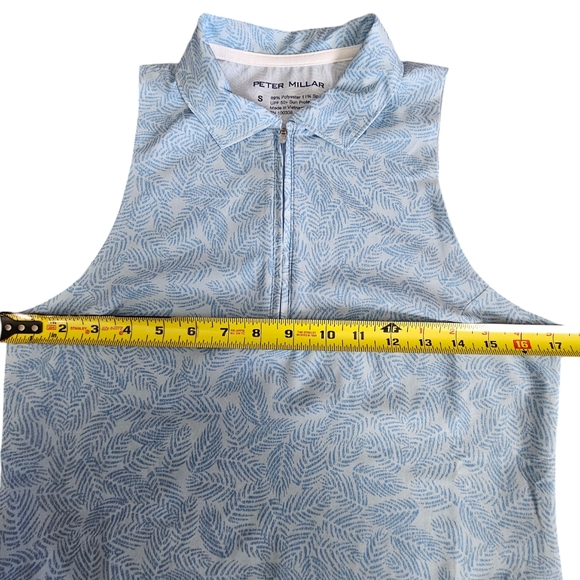 Peter Millar Crown Sport Carner Golf  Dress Cottage Blue Palm Frond Size Small - Picture 11 of 15